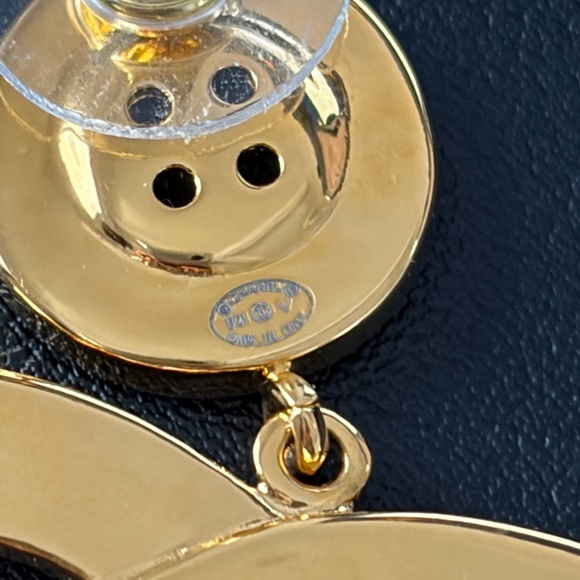 CHANEL Gold Paris Logo Earrings - Picture 9 of 11